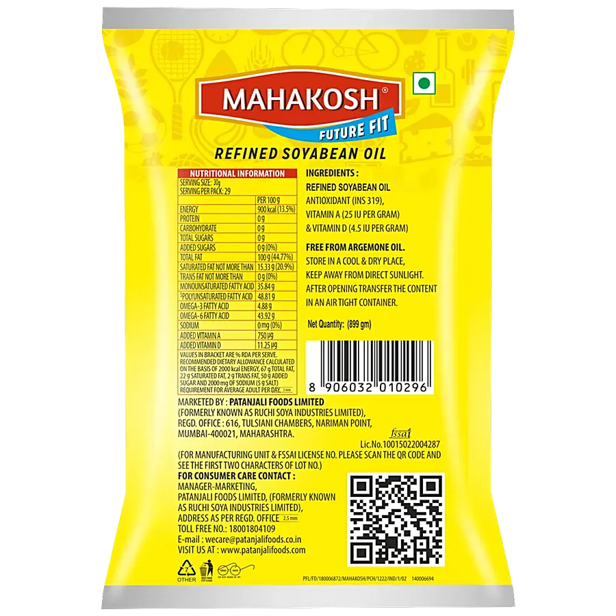 MAHAKOSH REFINED SOYABEAN OIL 1Lt POUCH