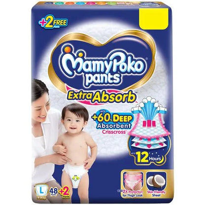 MamyPoko Pants/ Extra Absorb L (9-14kg)(48 Pants + 2 Pants Free)