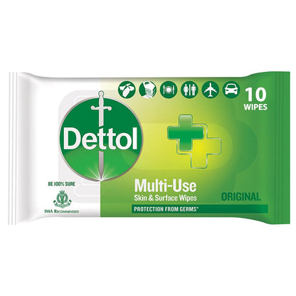 DETTOL MULTI-USE SKIN & SURFACE WIPES ORIGINAL (10WIPES)