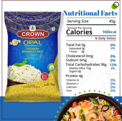 CROWN/ OPAL BASMATI RICE/ 19mm LONG GRAIN(1kg)