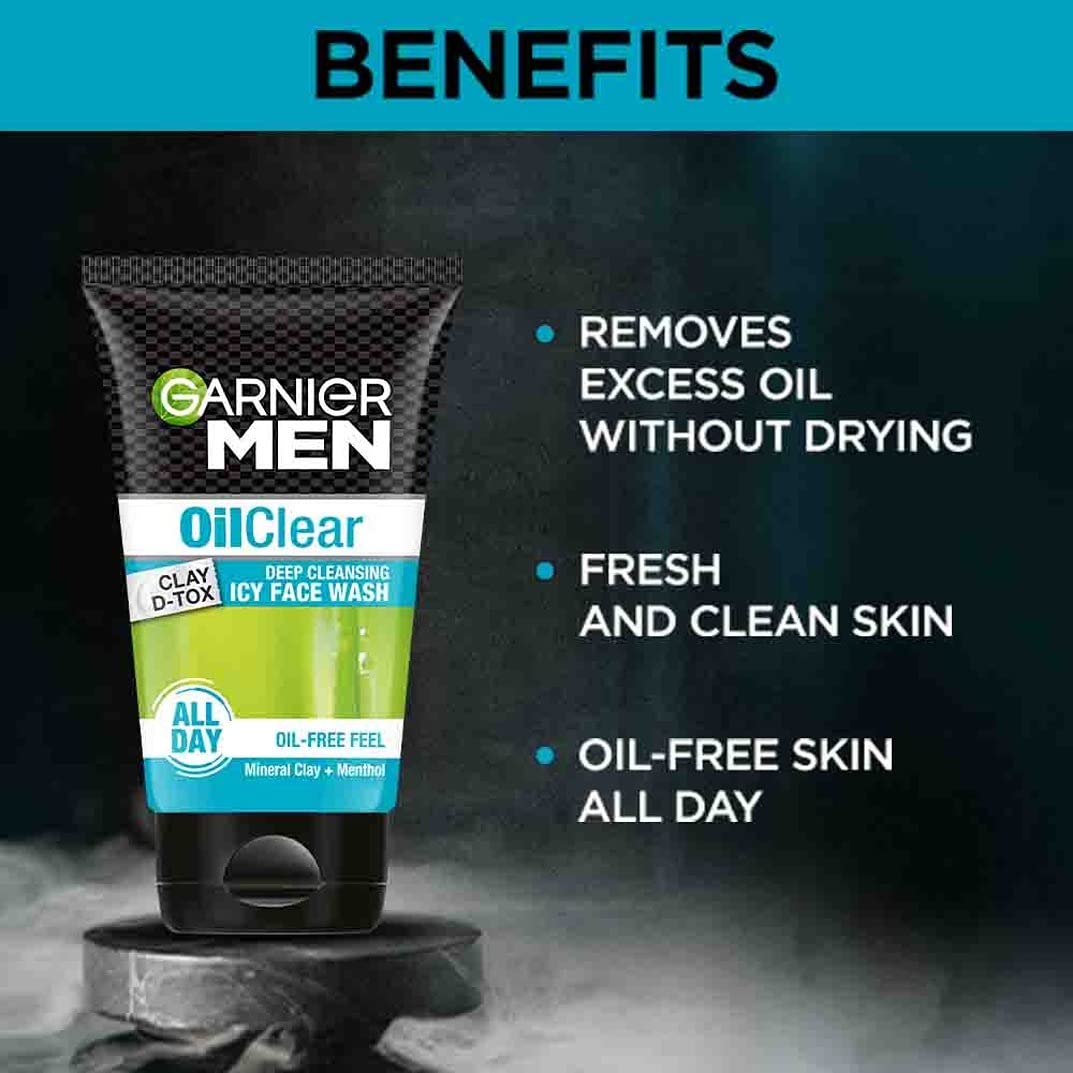 GARNIER MEN OIL CLEAR DEEP CLEANSING FACE WASH (100gm)