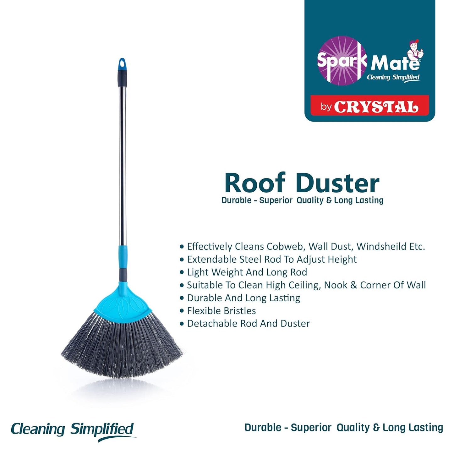 Spark Mate/ Roof Duster (1n) - by Crystal with Extendable Stainless Steel Handle