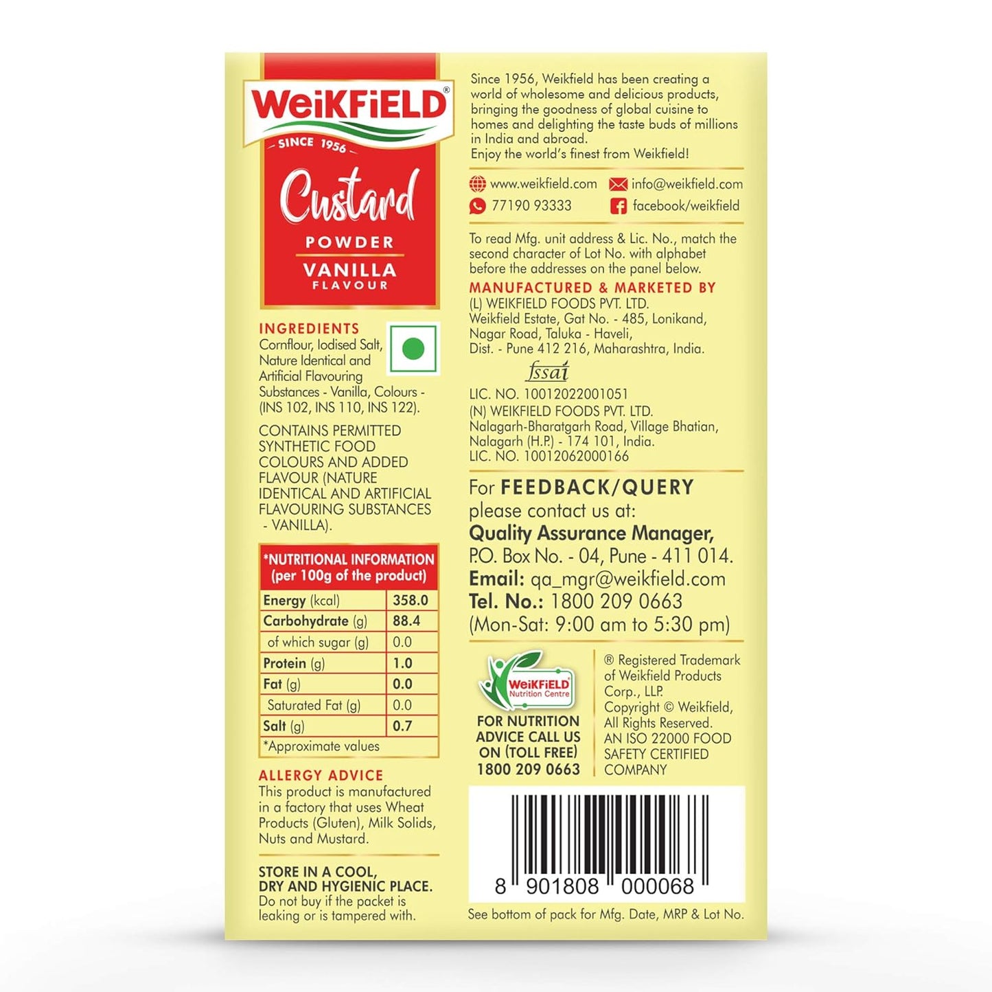WeikField/ Custard Powder/ Vanilla Flavoured (100gm)