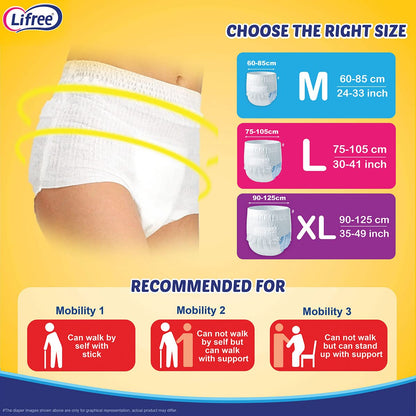 Lifree/ Adult Diapers/ Extra Absorb Pants(Medium)(10 Pants + 1 Diaper Free)