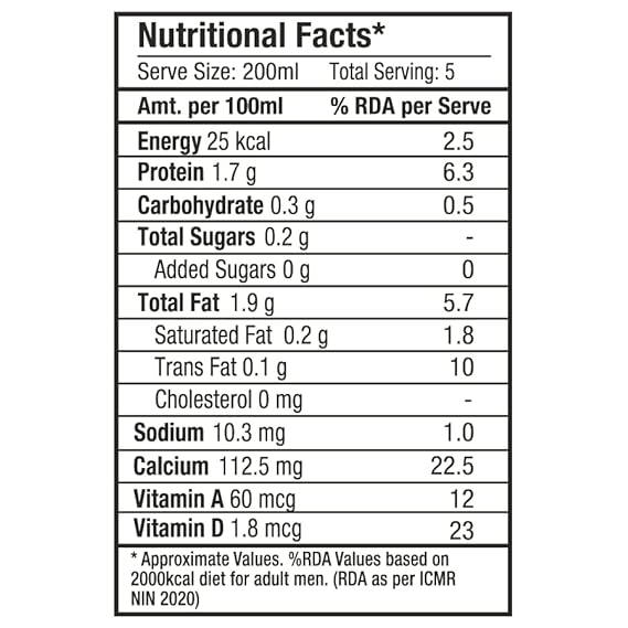 Epigamia/ Almond Beverage Unsweetened Milk/ Dairy Free(1ltr)