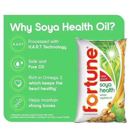 Fortune/ Soya Health Refined Soyabean Oil (Pouch)(1ltr)