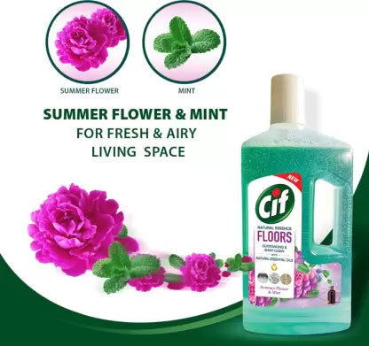 CIF NATURAL ESSENCE FLOOR CLEANERS/ SUMMER FLOWER &amp;MINT WITH NATURAL ESSENTIAL OILS(997ml)