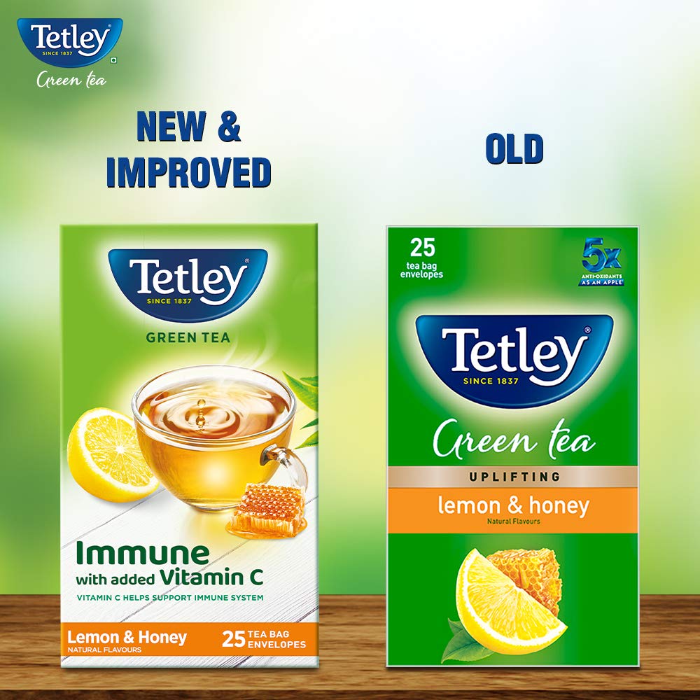 TETLEY/ GREEN TEA/ LEMON &amp; HONEY NATURAL FLAVOURS(25n TEA BAGS)