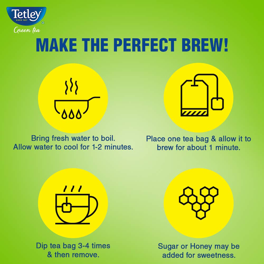 TETLEY/ GREEN TEA/ LEMON &amp; HONEY NATURAL FLAVOURS(25n TEA BAGS)