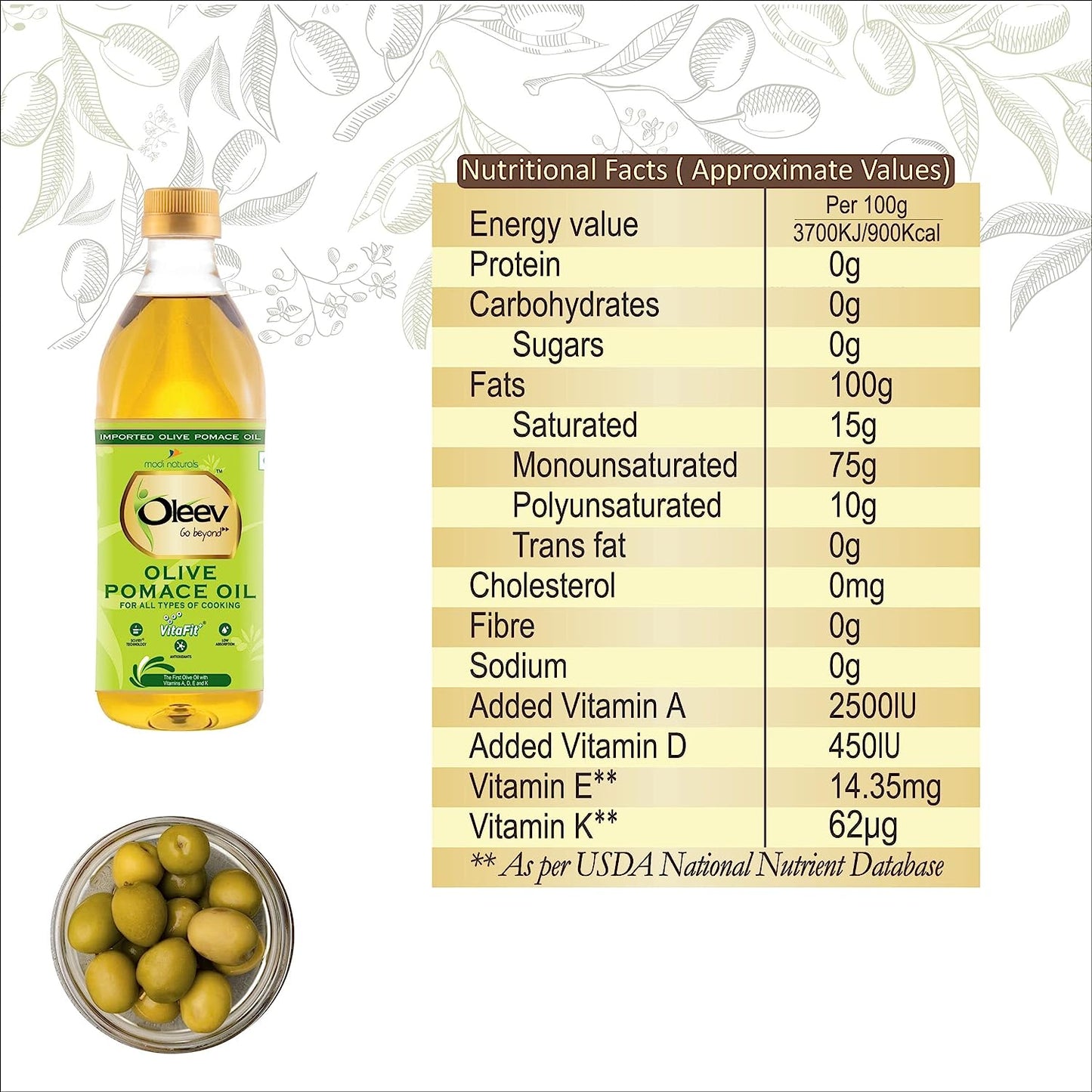 MODI NATURALS OLEEV IMPORTED OLIVE POMACE OIL (1lt)