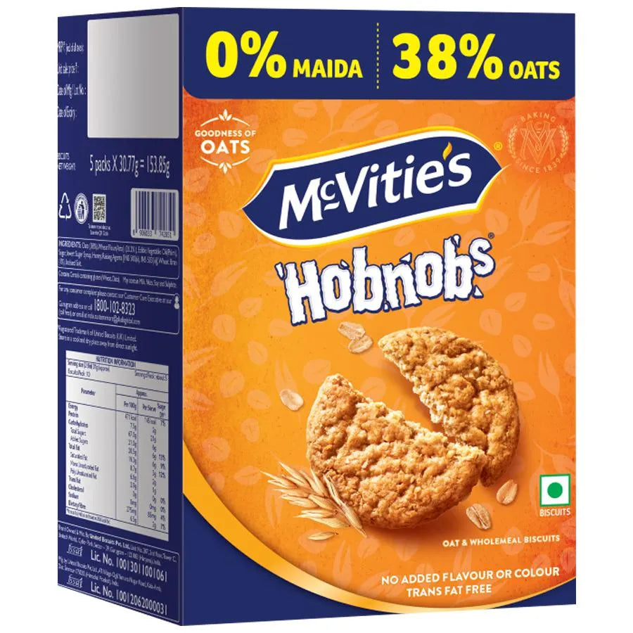 McVITIES HOBNOBS OAT &amp; WHOLEMEAL BISCUITS (154gm)