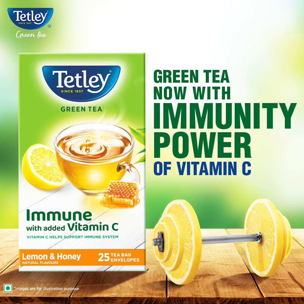 TETLEY/ GREEN TEA/ LEMON &amp; HONEY NATURAL FLAVOURS(25n TEA BAGS)