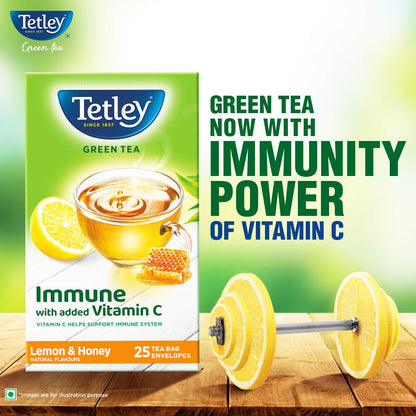 TETLEY/ GREEN TEA/ LEMON &amp; HONEY NATURAL FLAVOURS(25n TEA BAGS)