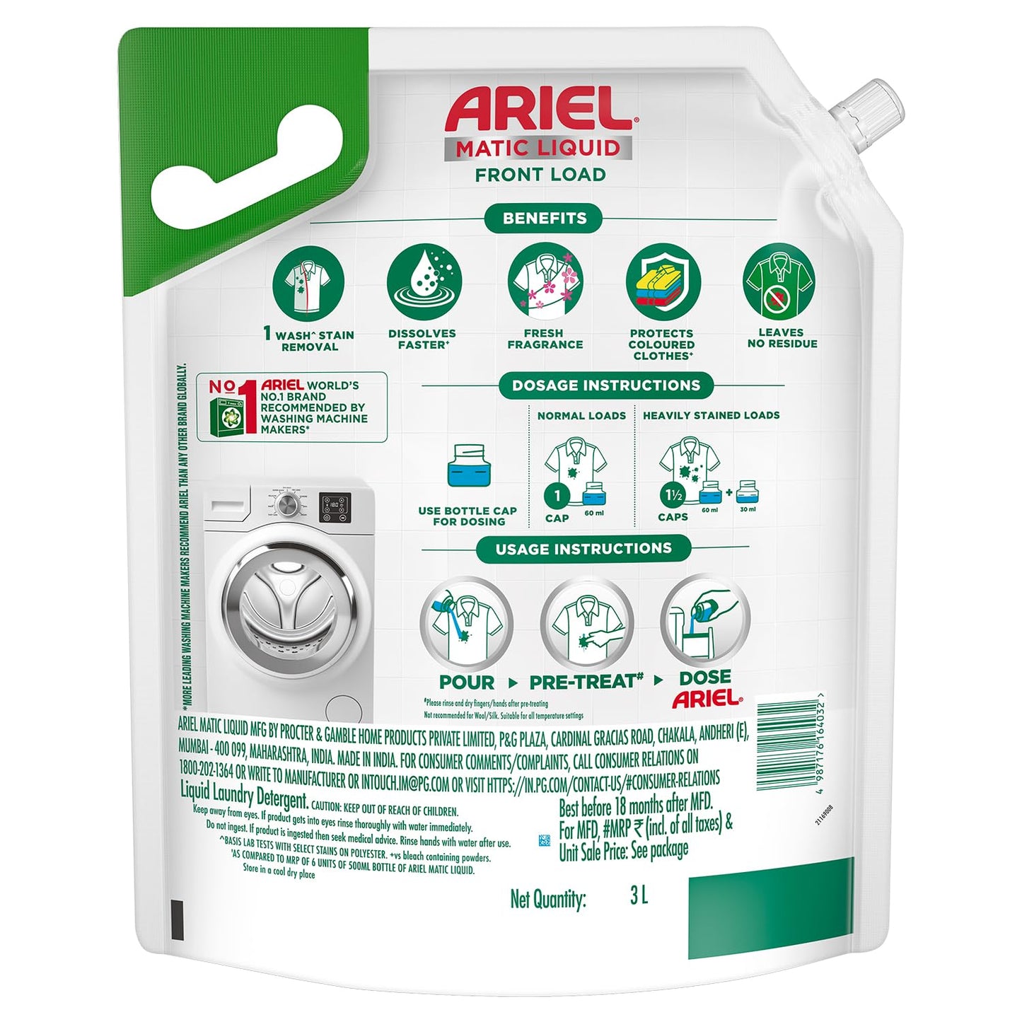 Ariel/ Matic Liquid Detergent - Front Load (3L)