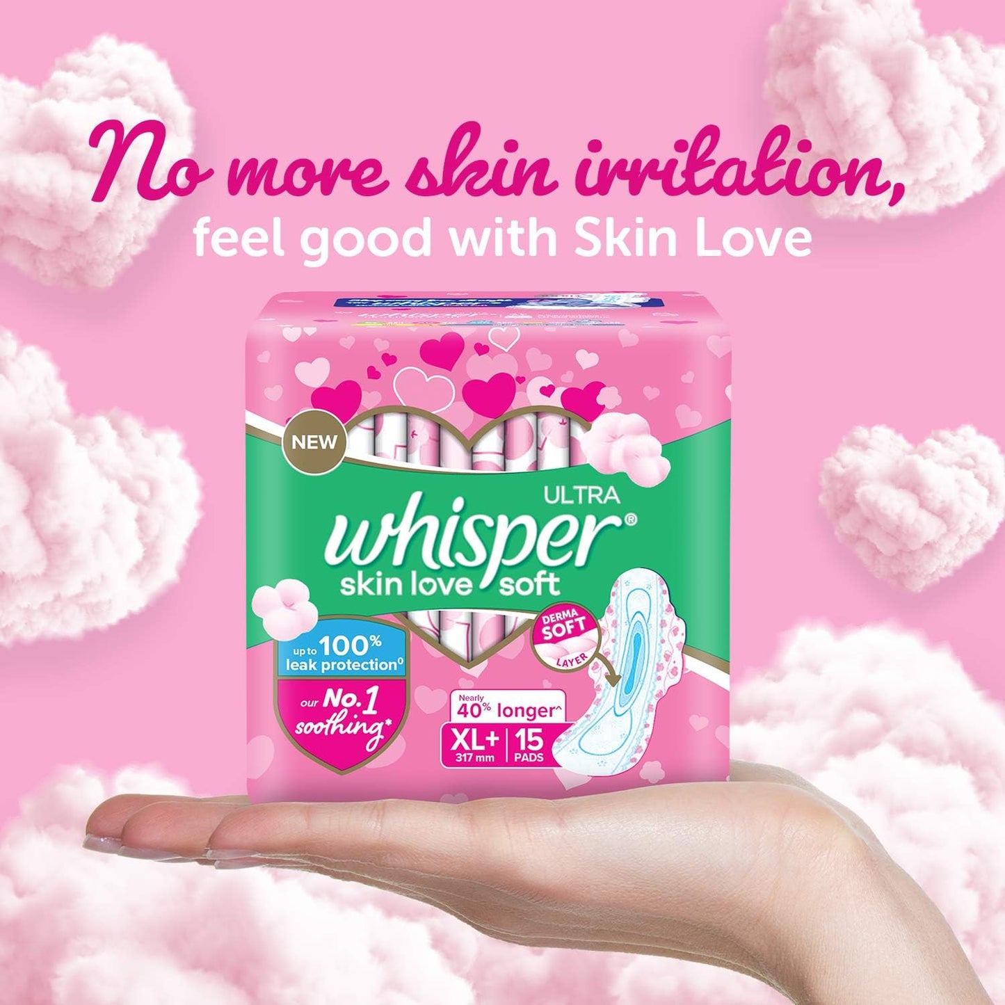 Whisper/ Ultra Soft XL+ (15 Pads) (Pink)