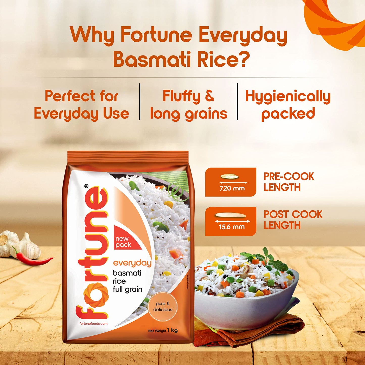 FORTUNE/ EVERYDAY BASMATI RICE/ FULL GRAIN(1kg)