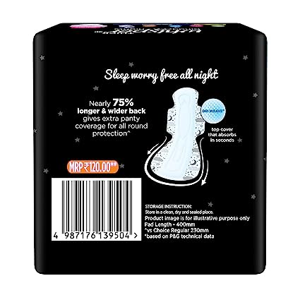 WHISPER THICK BINDAZZZ NIGHTS SANITARY PADS XxxL (4 PADS)