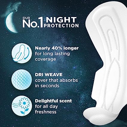 WHISPER THICK BINDAZZZ NIGHTS SANITARY PADS XxxL (4 PADS)
