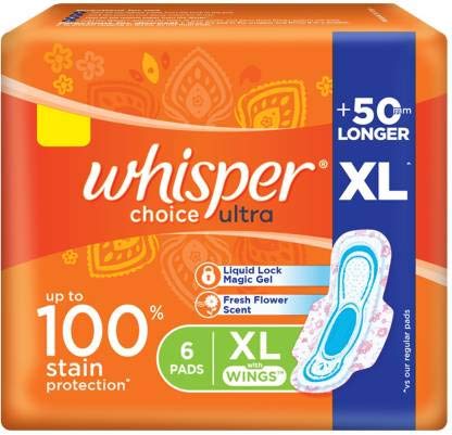WHISPER CHOICE ULTRA SANITARY PADS XL (6 PADS)