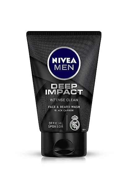 Nivea Men/ Deep Impact - Intense Clean 0Face & Beard Wash(100gm) - with Black Carbon