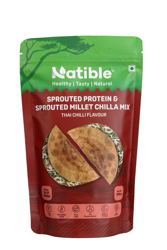 Natible/ Sprouted Protein &amp; Sprouted Millet chilla Mix Thai Chilli Flavour(200gm)